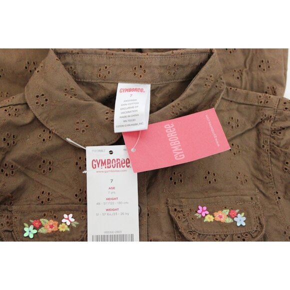 NEW 2007 Gymboree Island Getaway Eyelet Lace Shirt Dress sz 7 Belt Pockets Butto - Picture 9 of 9